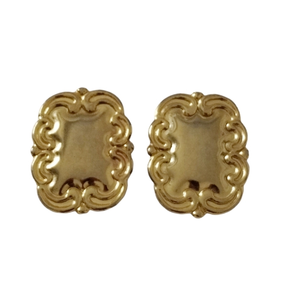 VINTAGE 1½" LARGE Gold Color Earrings‎  80's Y2K , Mobwife, Victorian, Frame